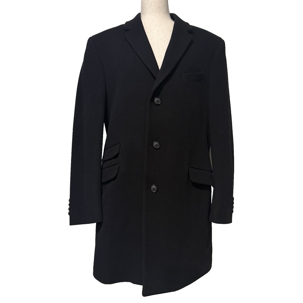 Tommy Hilfiger Cashmere Wool‎ Blend Black Sportcoat Overcoat Mens 42R